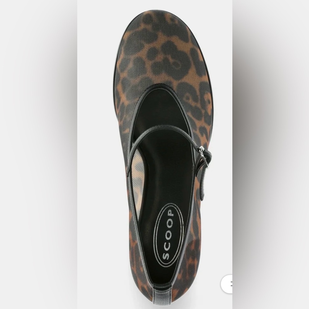 NWT Scoop Women's Leopard Mesh Mary Jane Block Heel Pumps Size 8.5 - Picture 5 of 8